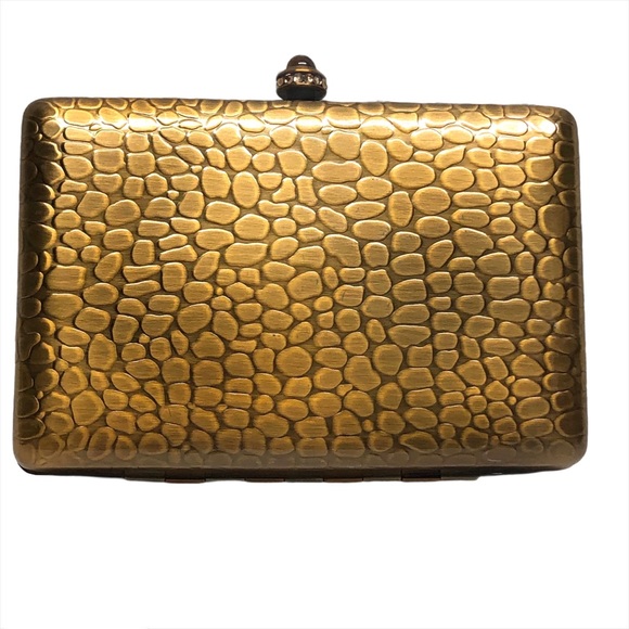 BCBGMaxAzria Handbags - BCBGMaxAzria Gold Small Box Clutch